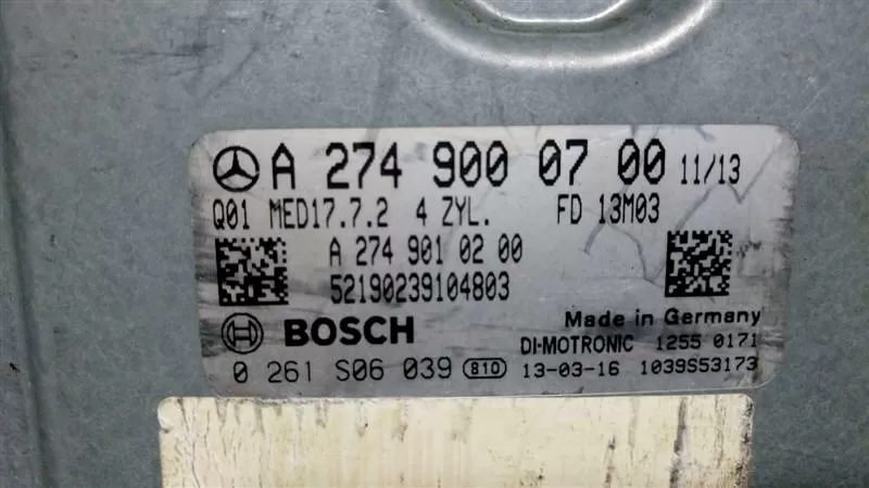 2013 MERCEDES-BENZ C180 1.6 KOMPRESSOR ECU 0261S06039 A2749000700 MED17.7.2