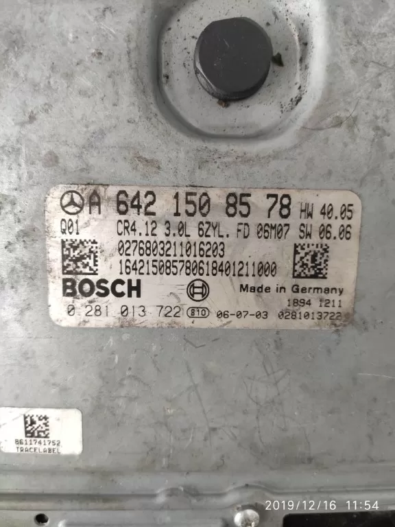 MERCEDES 0281013722, A6421508578, BOSCH EDC 16CP31