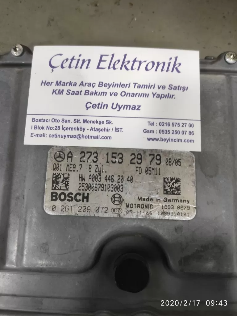MERCEDES A2731532979 Bosch 0261209072 .sıfırlama hamlama yapılır