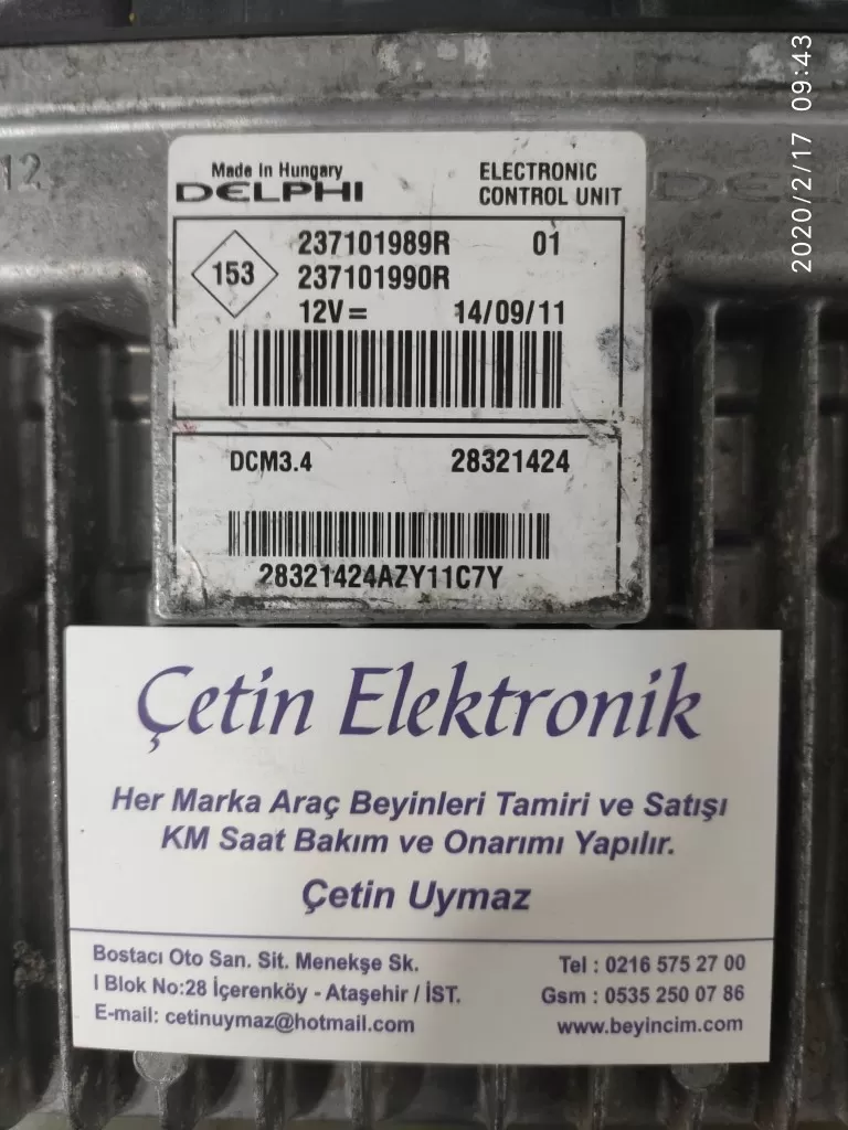 KANGO 2 kango 3 1.5 DCI ENJEKSİYON BEYNİ 237101989R