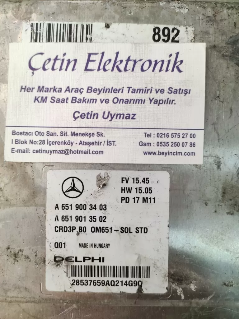 Mercedes Sprinter 2.2 CDI Motor Beyni Delphi A 651 900 34 03 - A6519003403 - CRD3P.B0 - 28537659