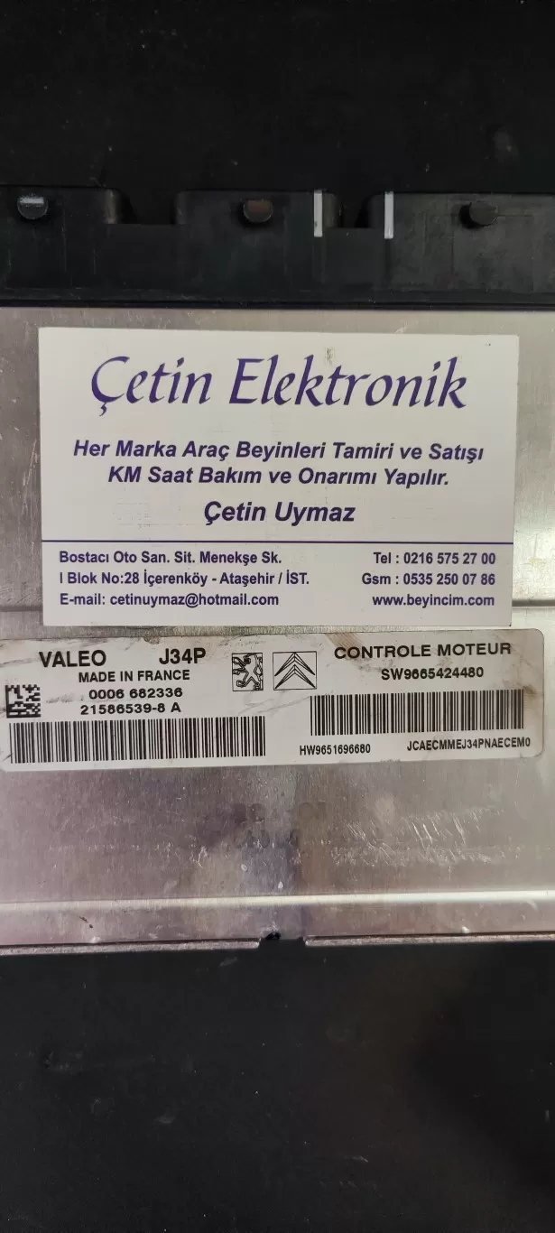 PEUGEOT 207 CITROEN C2 C3 MOTOR BEYNİ SW9665424480 J34P