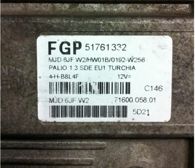 51761332 PALIO 1.3 SDE MJD 6JF W2 fiat multijet 1.3 beyin
