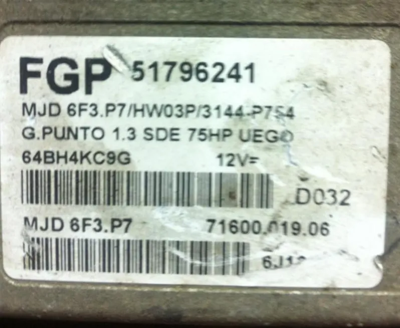 51796241 G.PUNTO 1.3 SDE 75HP MJD 6F3.P7 istanbul bostancı beyinci beyin tamiri yapılır