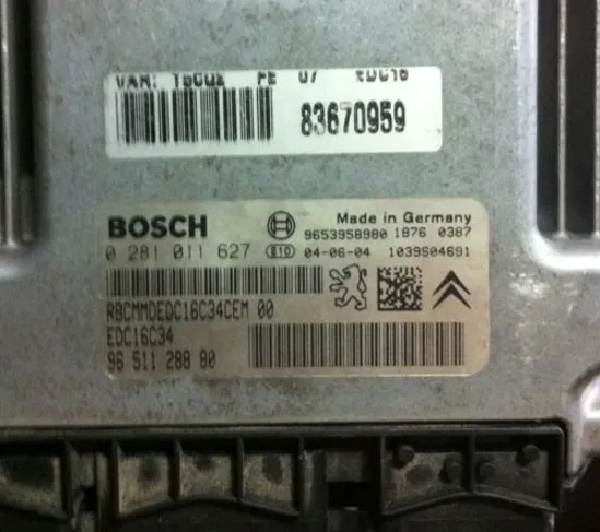 0281011627 EDC16C34 9651128880 PEJO MOTOR BEYNi