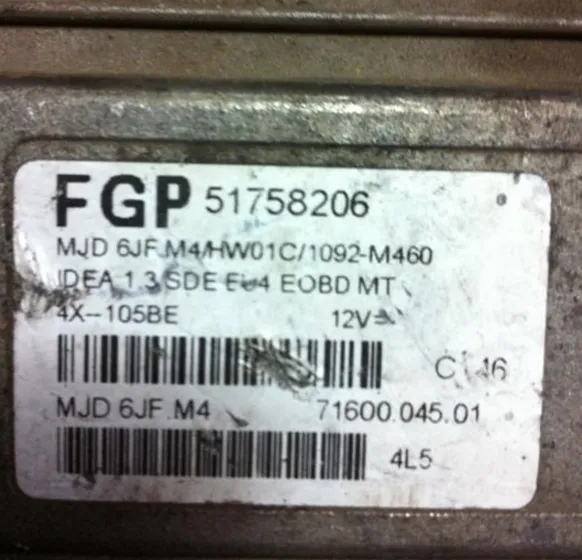 51758256 IDEA 1.3 SDE MJD 6JF M4 fiat multijet 1.3 beyin