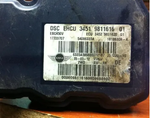 3451981161601 54086335A ECU 34529811620 MiNi ABS